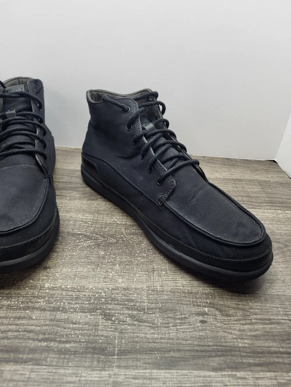 OluKai Nalukai Kapa Boots Mens 11.5 Shoes Black Canvas Casual Chukka Shoes